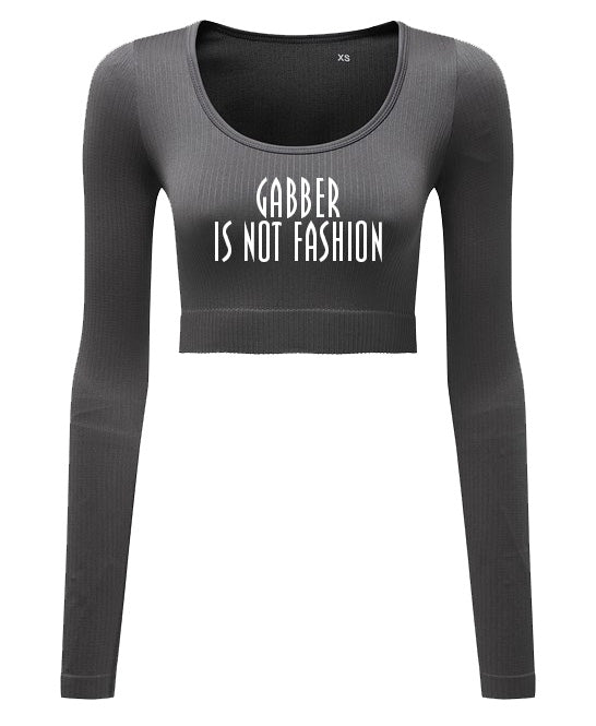 CROP TOP LANGE MOUW HAKKEN FASHION GRIJS