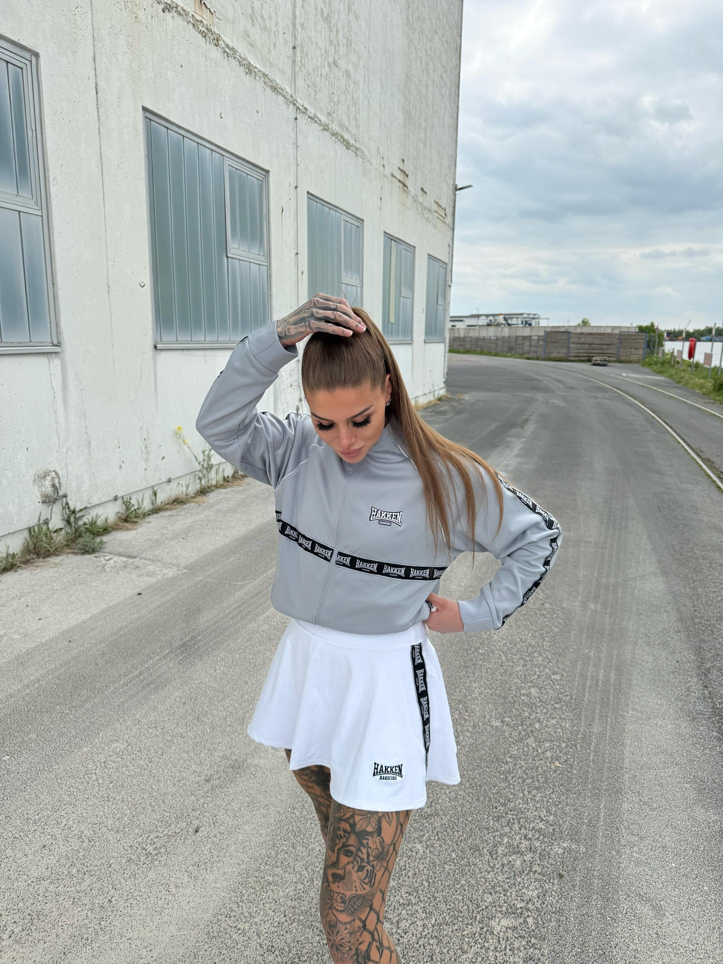 TRACKSUIT JACKET HAKKEN ZWART/WIT