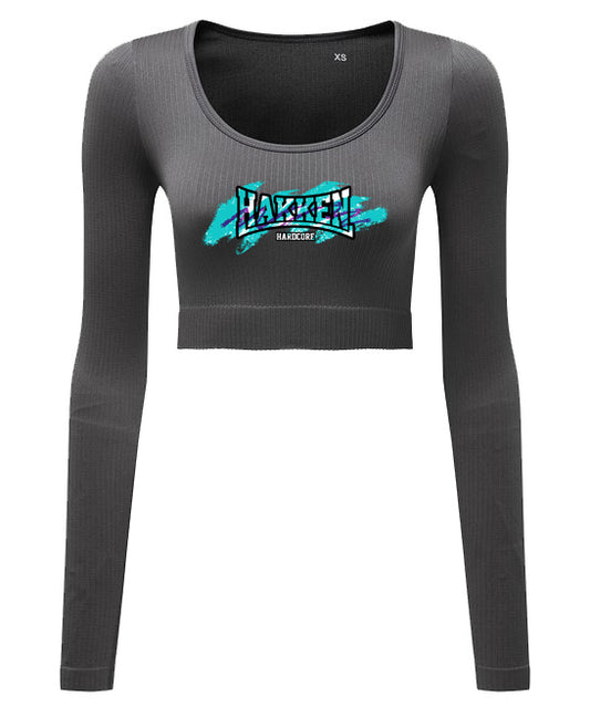 CROP TOP LANGE MOUW HAKKEN EARLY90 GRIJS