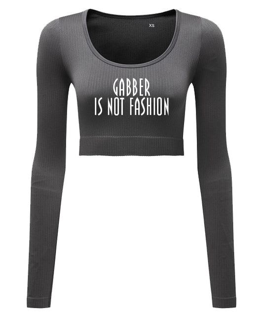 CROP TOP LANGE MOUW HAKKEN FASHION GRIJS