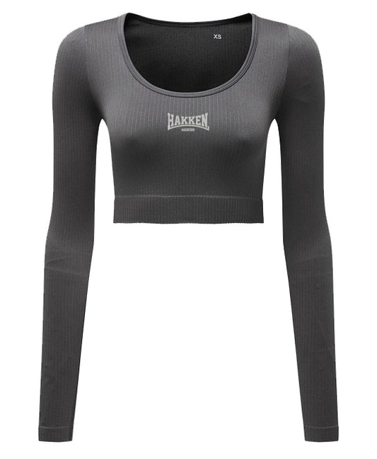 CROP TOP LANGE MOUW HAKKEN CLASSIC GRIJS